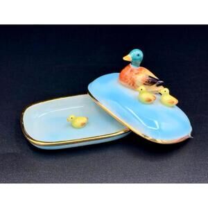 Mallard Duck Trinket Box • Mama Duck & Ducklings • Mini Figurine